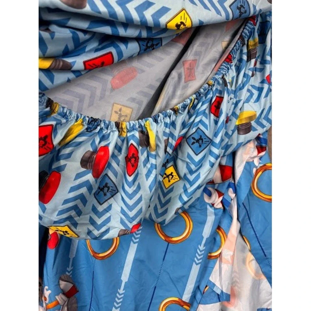 Sonic the Hedgehog Twin Sheet Set 4pc Fitted Flat 2 Pillowcases Sega Blue Kids